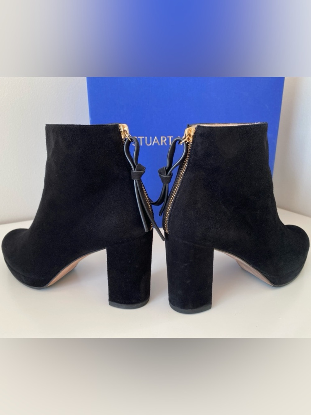 Stuart Weitzman | Martine Black Suede Booties - Size 5.5 - Made in Spain